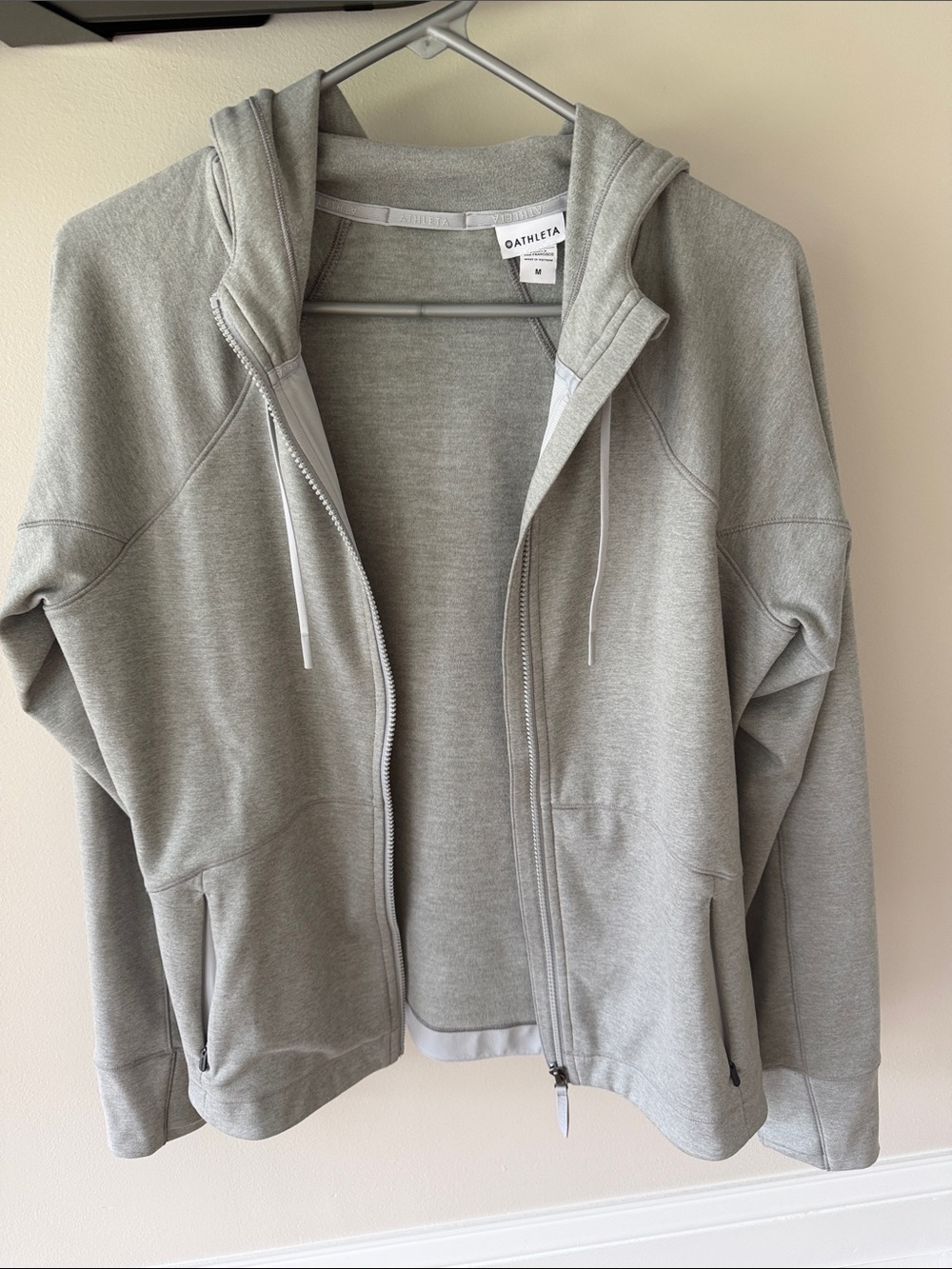 Athleta unstoppable fleece lined Gray Hooded Zip Jacket
